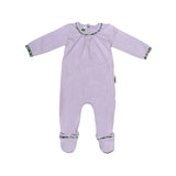 Floral Trim Pleated Neck Footie