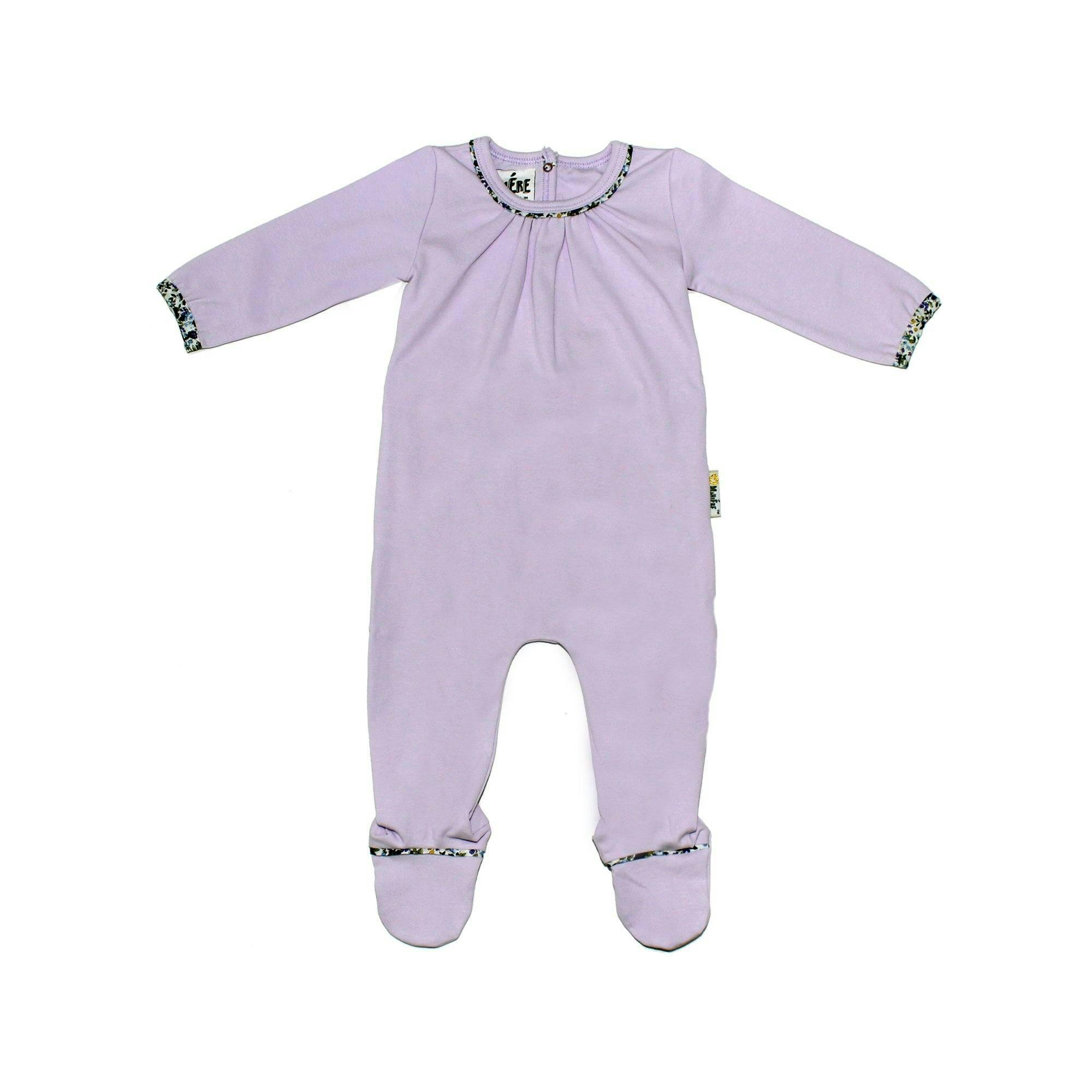 Floral Trim Pleated Neck Footie