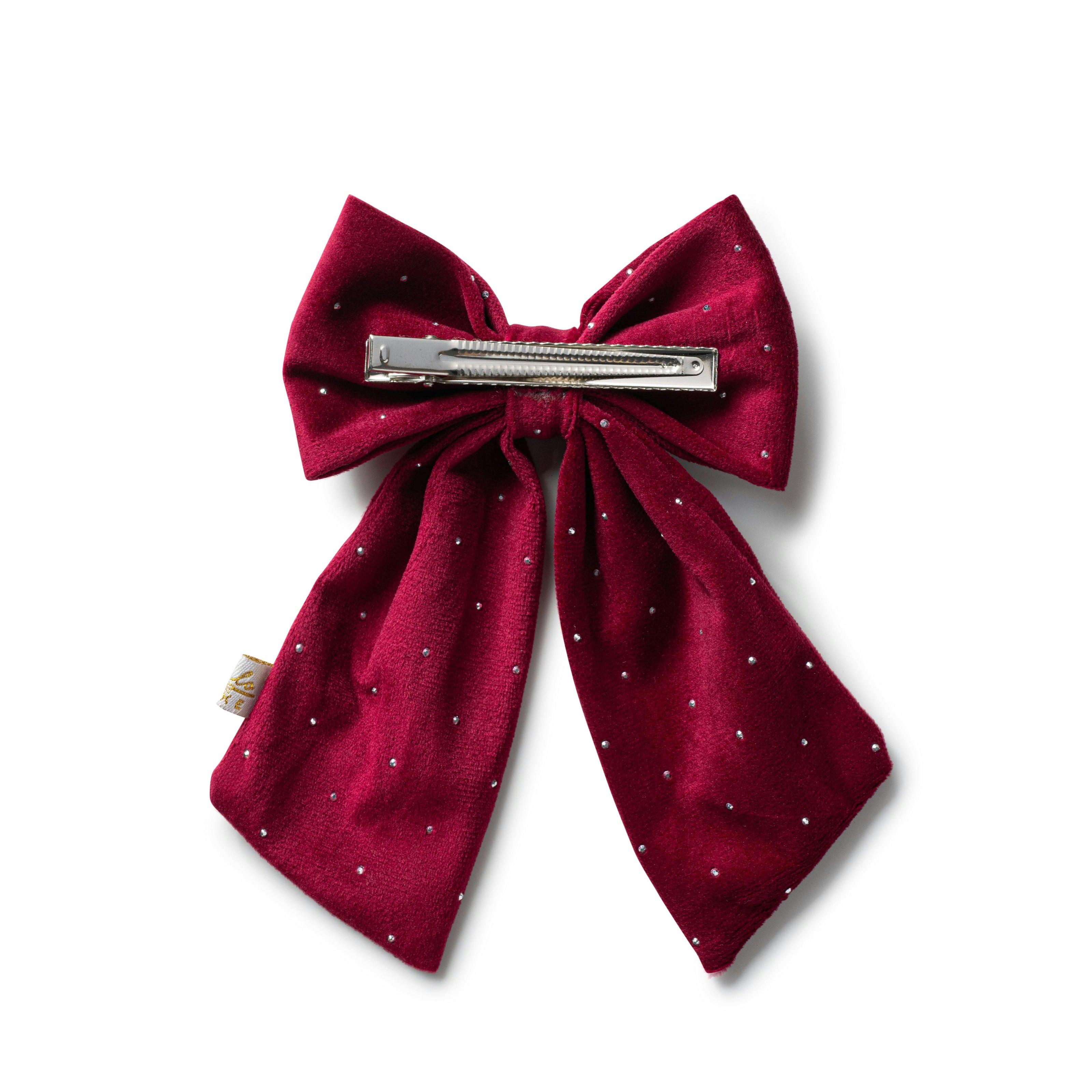 Halo Luxe Vivienne Studded Velvet Medium Hair Clip - Red
