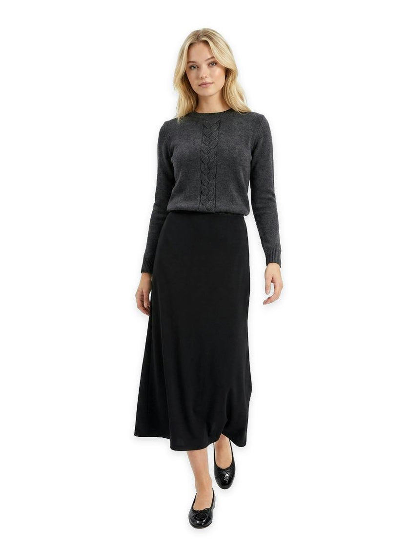 Knit Top With Braided Knit At Front