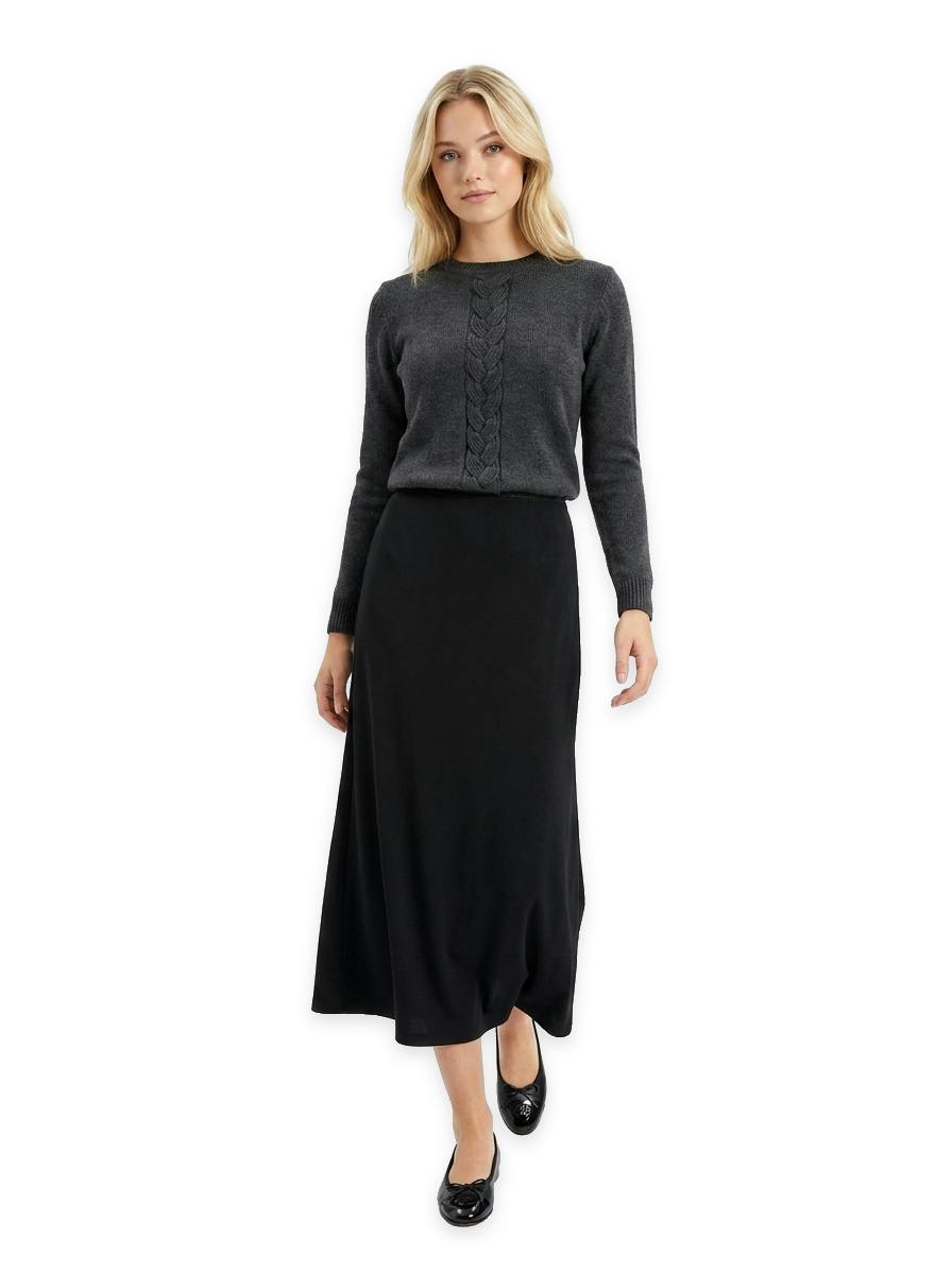 Knit Top With Braided Knit At Front