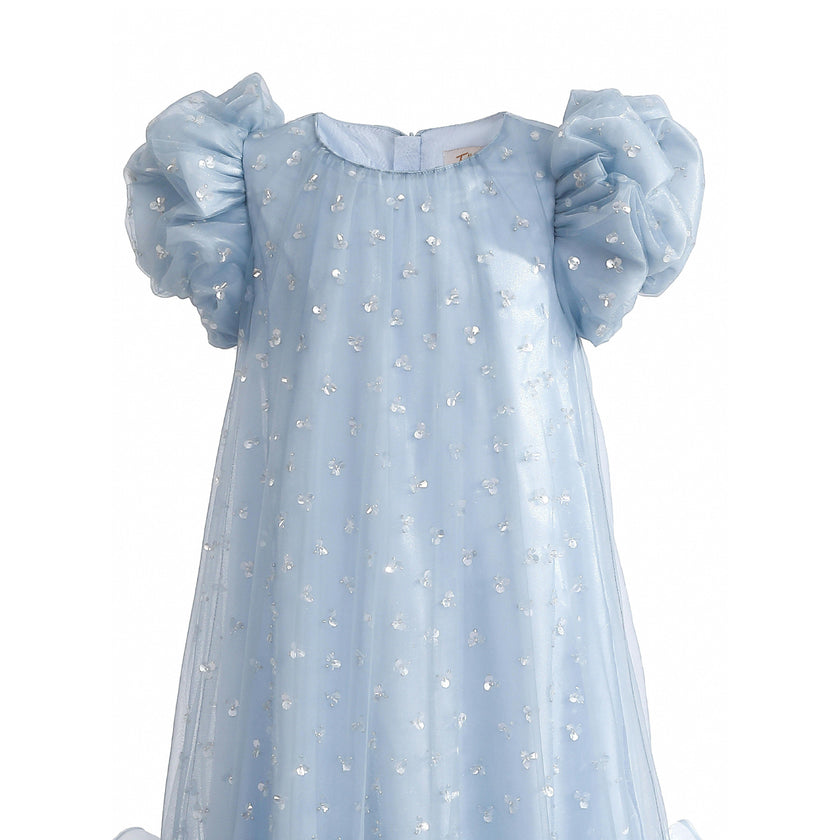 Light Blue Thalina Ruffle Dress
