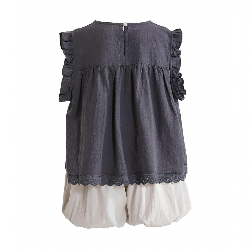 Gray Lace Shorts Set