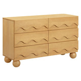Lido Wave 6-Drawer Wide Assembled Dresser (56") in Honey