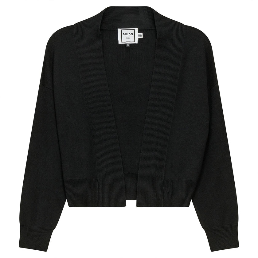 Cropped Knit Open Cardigan
