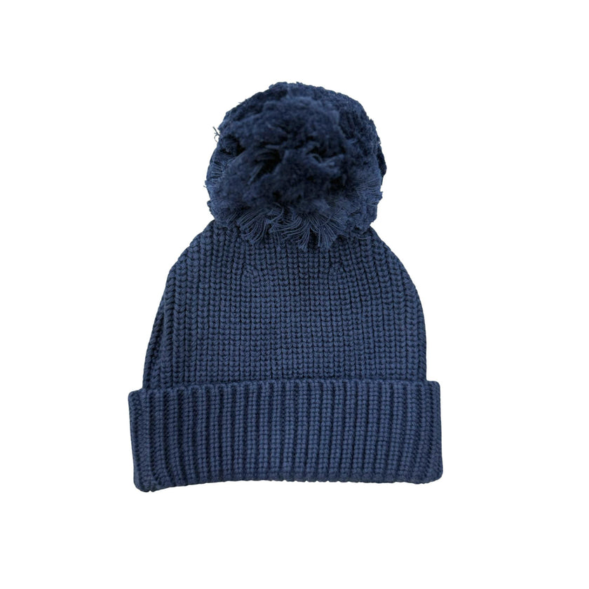 Knit Pom Hat in Navy