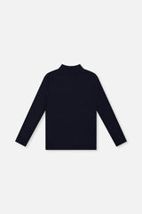 Brushed Rib Mock Neck Top Dark Blue
