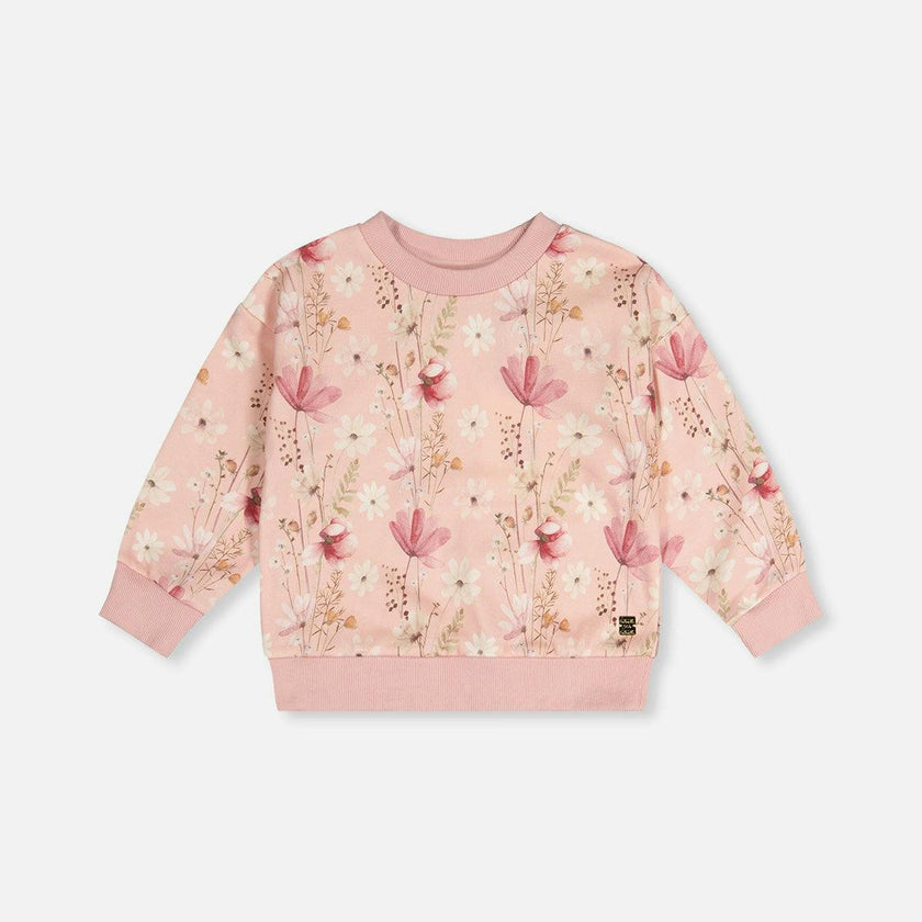 Sweatshirt Pink Printed Flowers