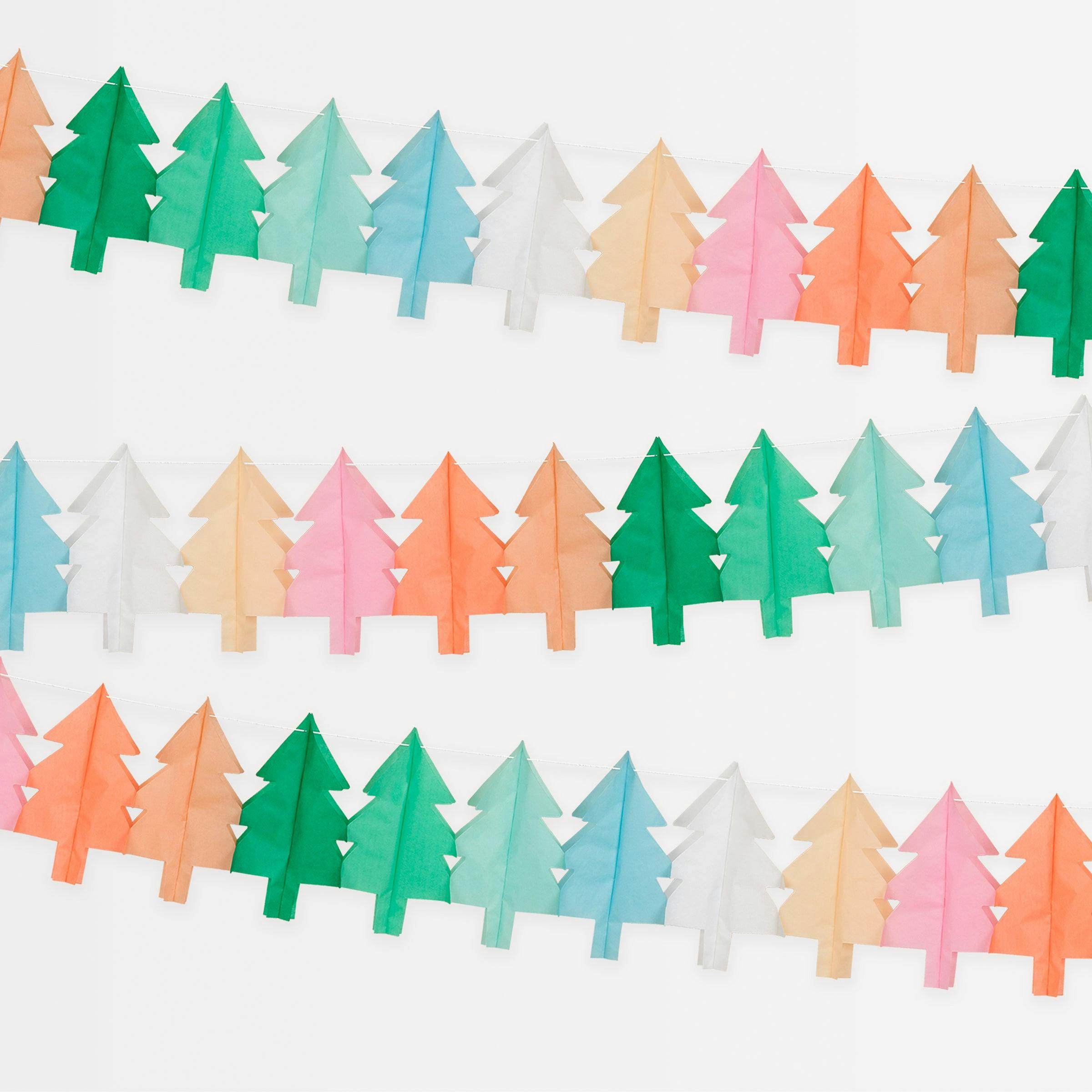 Tissue Paper Christmas Tree Garlands