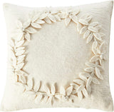 Hand Felted Wool Christmas Pillow, Cream Wreathâ 20"