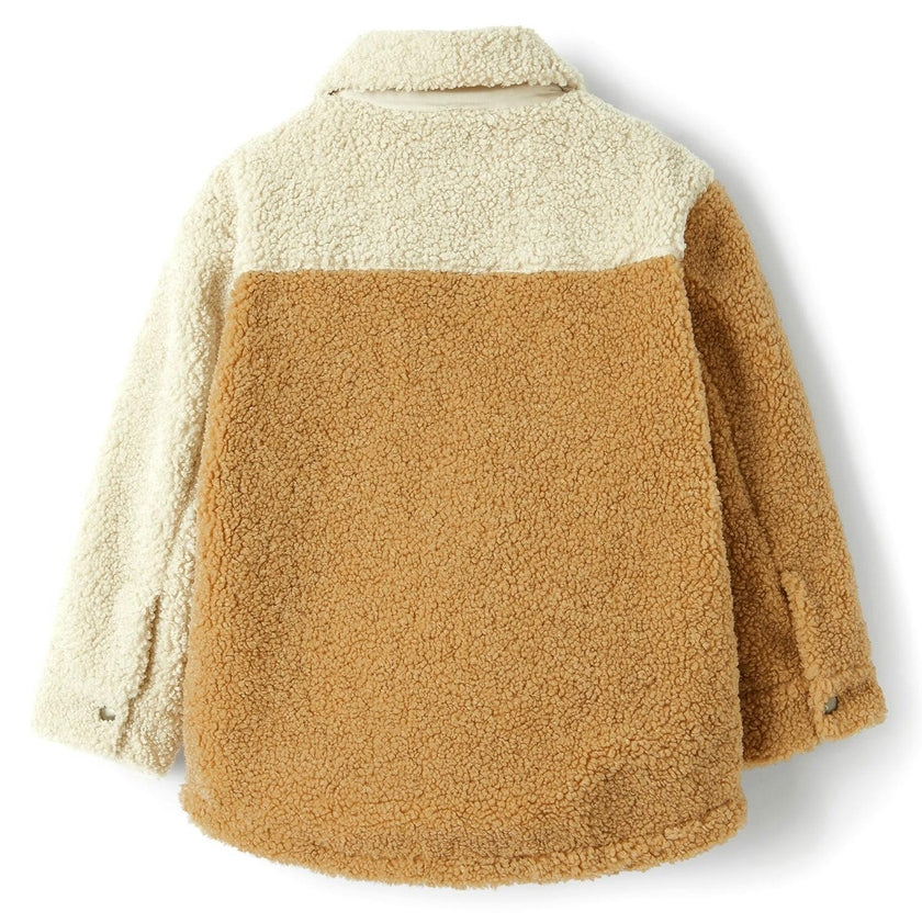 IL GUFO Colorblock Teddy Fleece Shirt Jacket