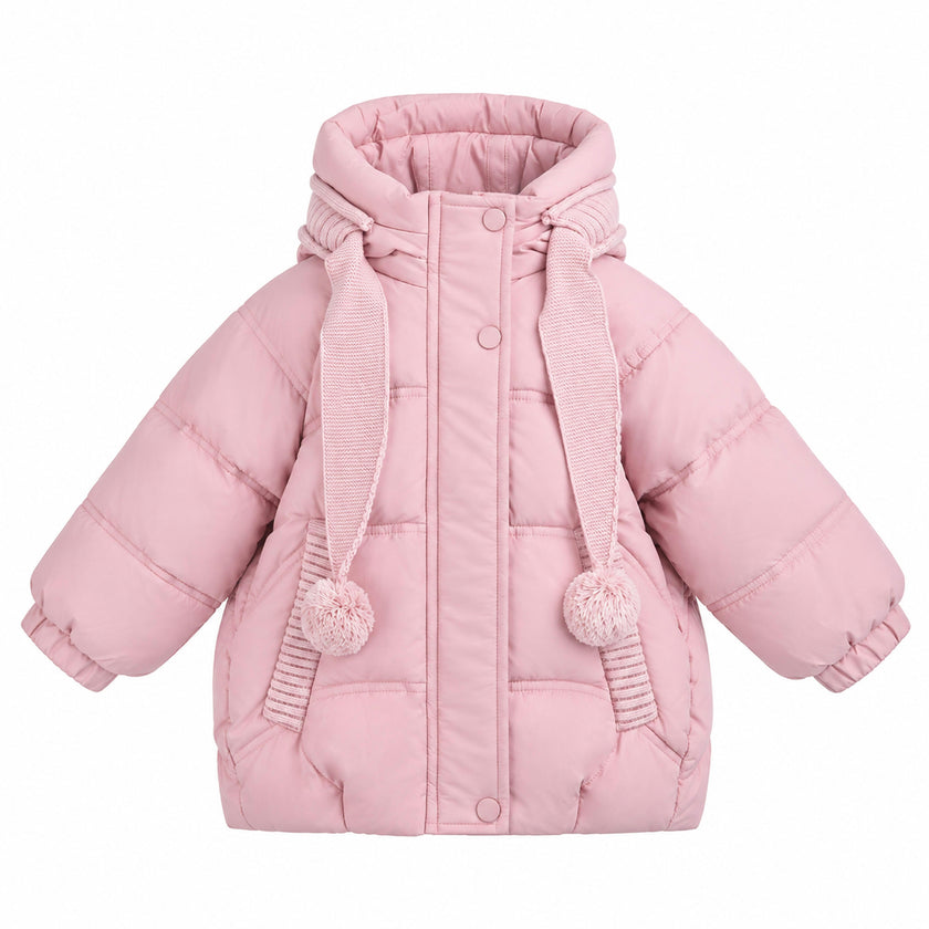 Light Pink Pom-Pom Puffer Jacket