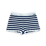 Navy and White Stripe Knit Shorts