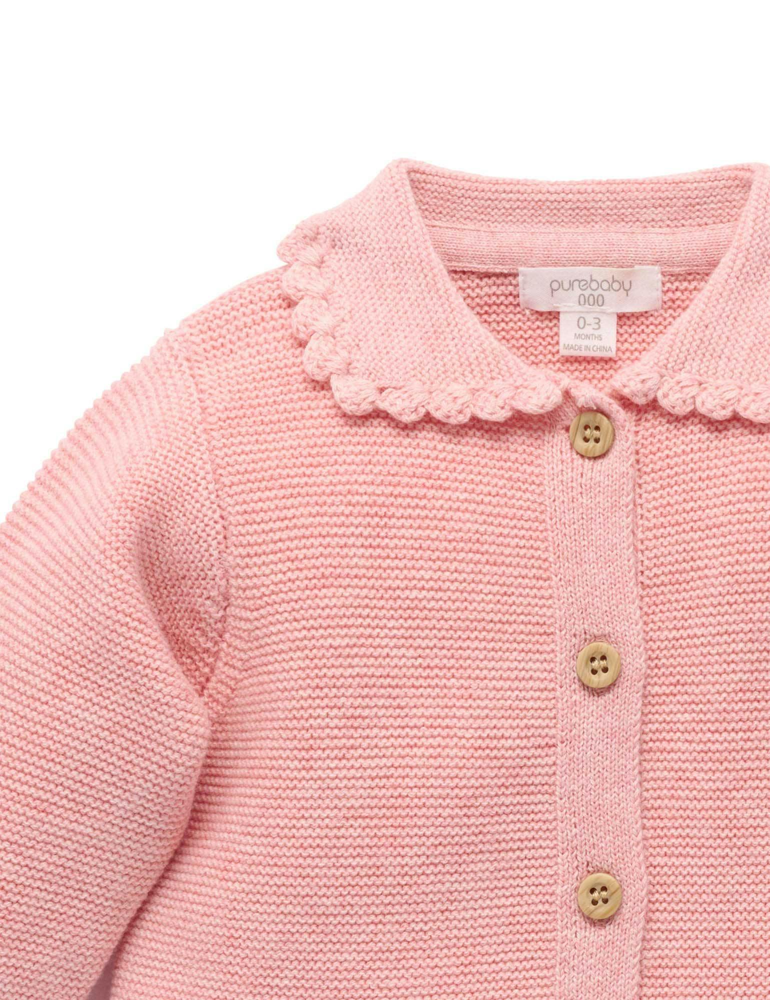 Crochet Collar Cardigan Blush Melange