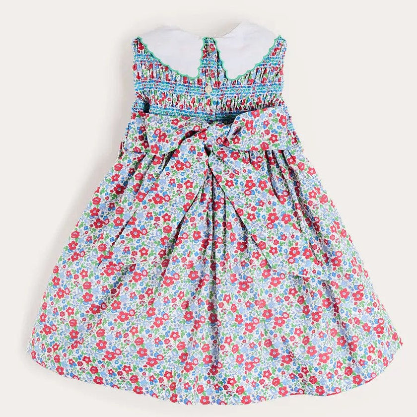 Emilia Floral Embroidered Collar Sleeveless Dress in Red (12mths- 10yrs)