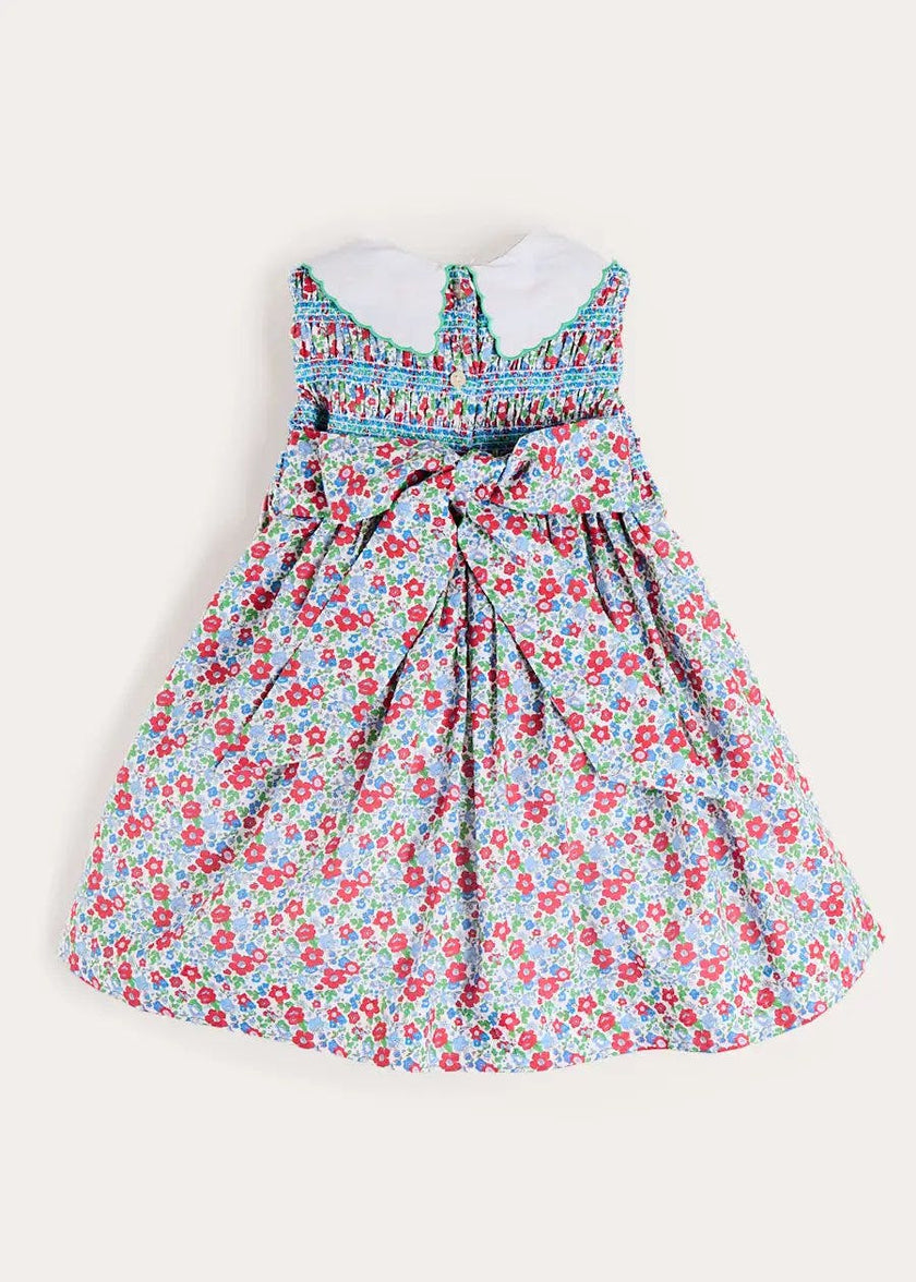 Emilia Floral Embroidered Collar Sleeveless Dress in Red (12mths- 10yrs)