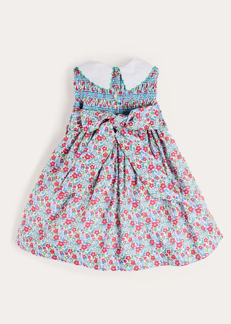 Emilia Floral Embroidered Collar Sleeveless Dress in Red (12mths- 10yrs)