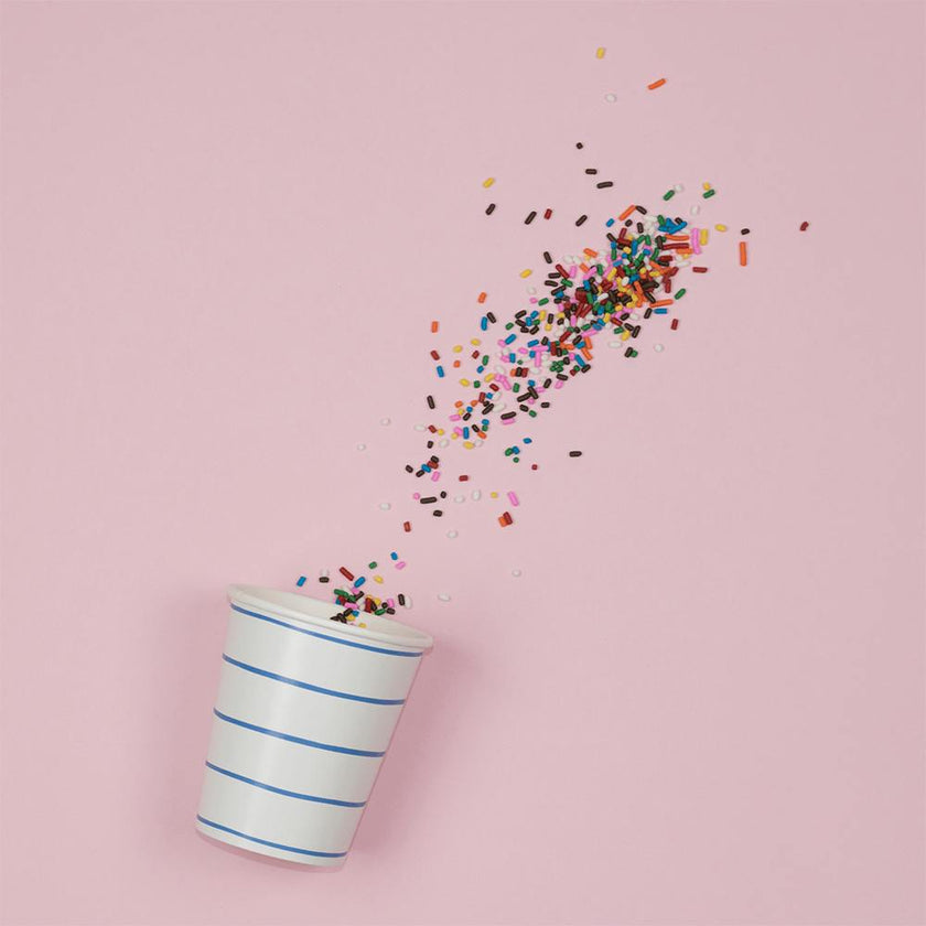 Cobalt Frenchie Striped 9 oz Cups