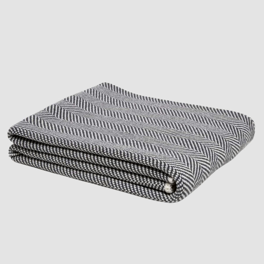 Cotton Sustainable Knit Throw Blanket - Herringbone