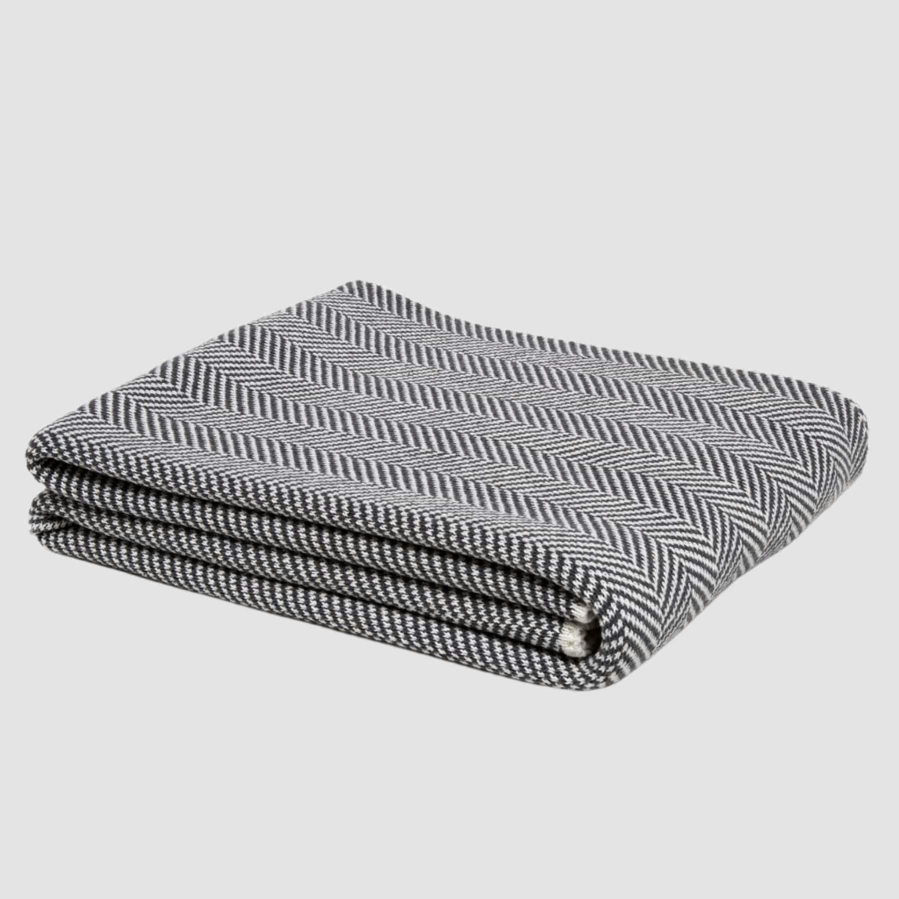 Cotton Sustainable Knit Throw Blanket - Herringbone