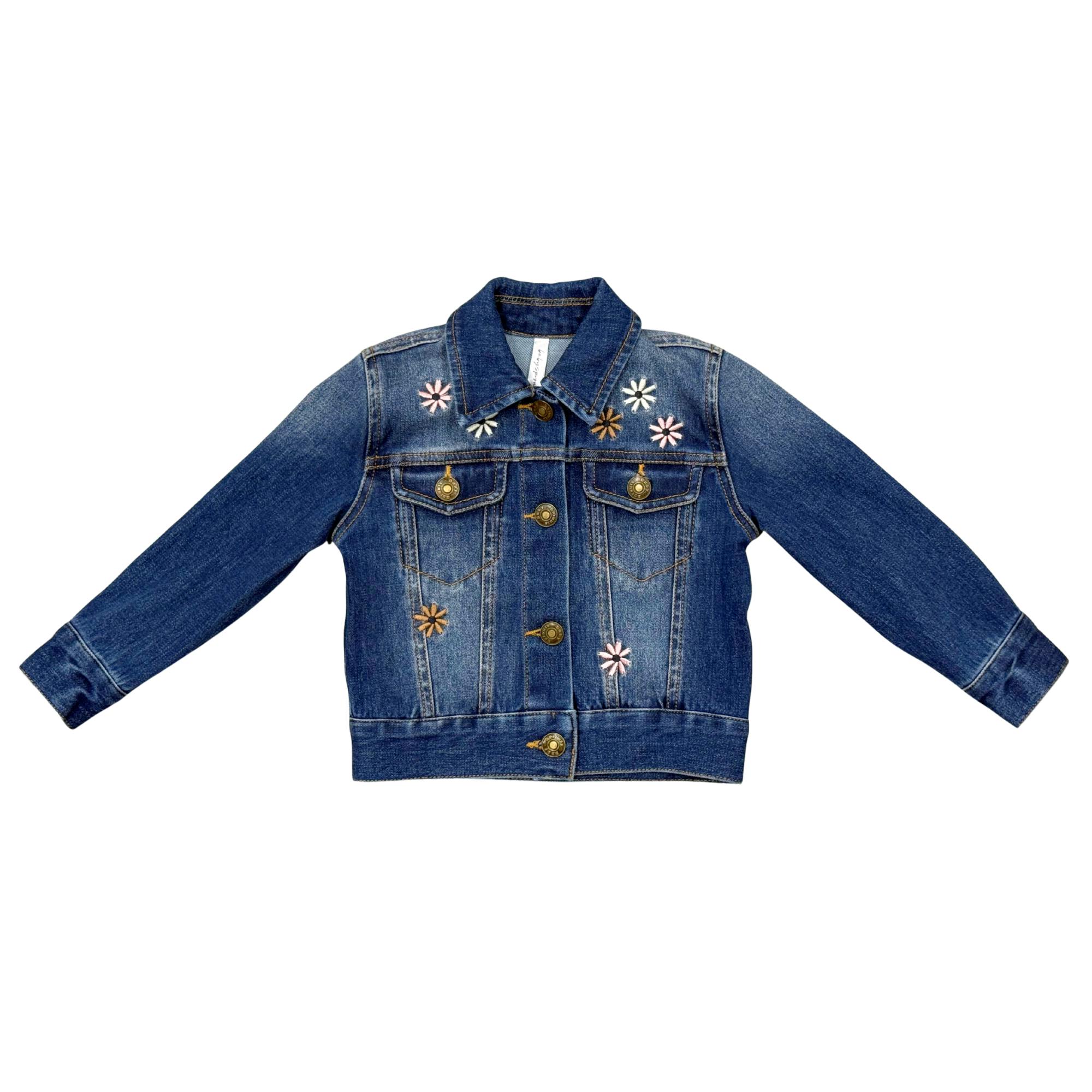 Girls Denim Jacket in Dark Blue Wash