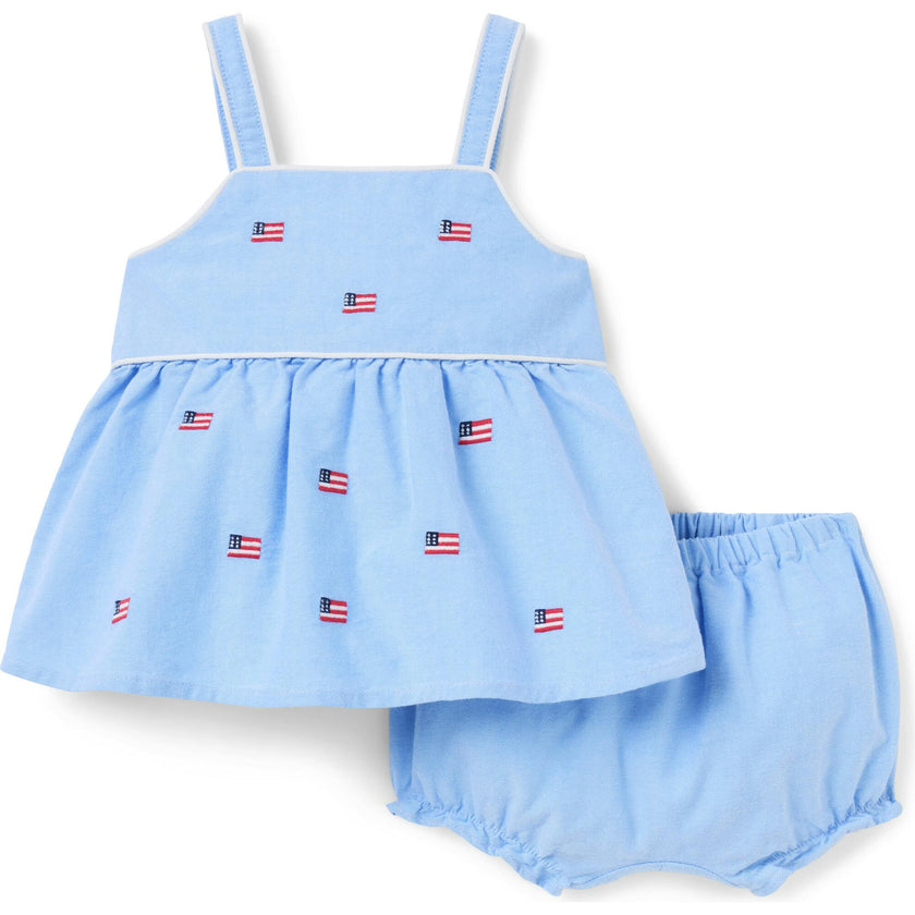 Baby Embroidered Flag Matching Set