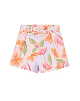 Lavender Floral Shorts With Belt