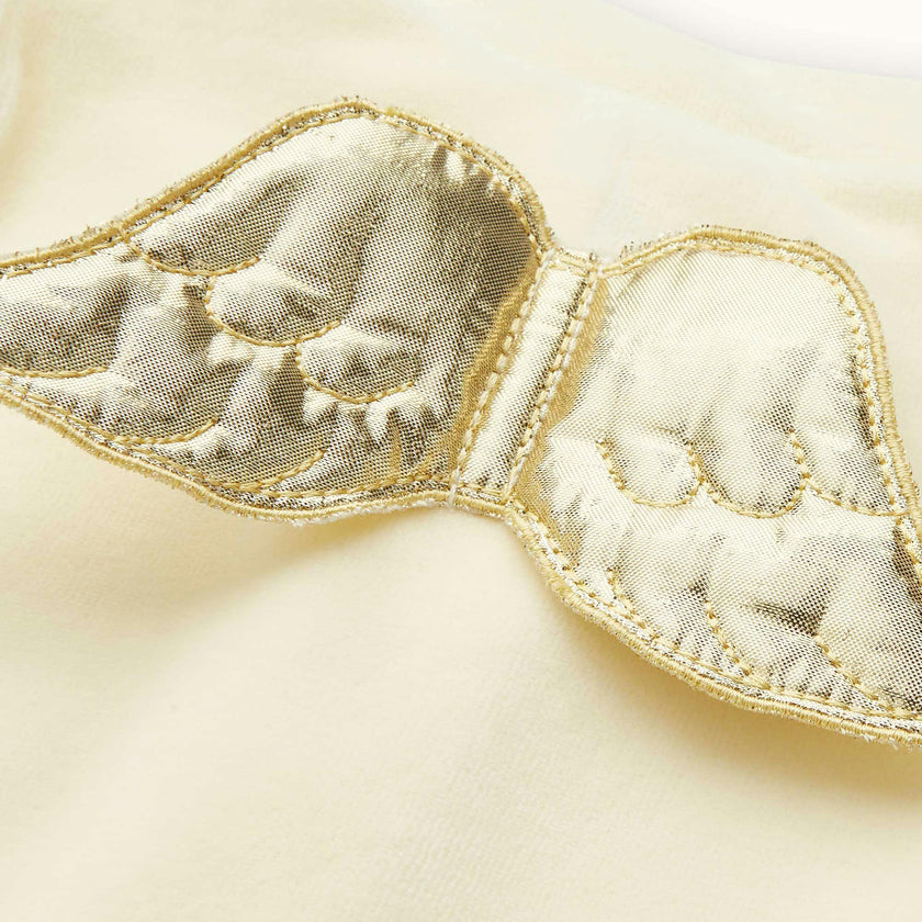 Velour Angel Wing™ Sleepsuit - Gold & Cream