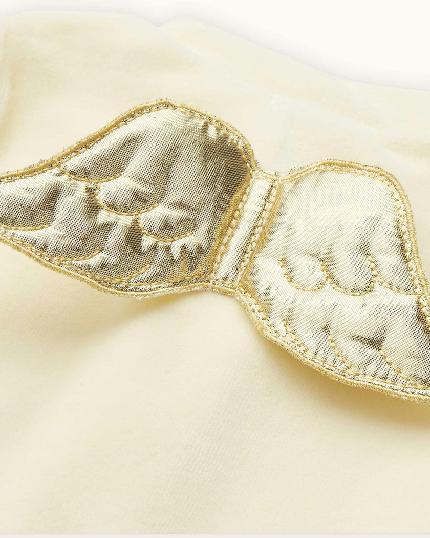 Velour Angel Wing™ Sleepsuit - Gold & Cream