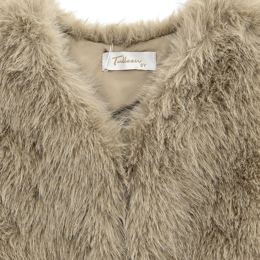 Khaki Faux Fur Chic Vest