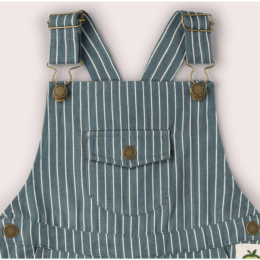 Navy Striped Dungaree Shorts, Navy