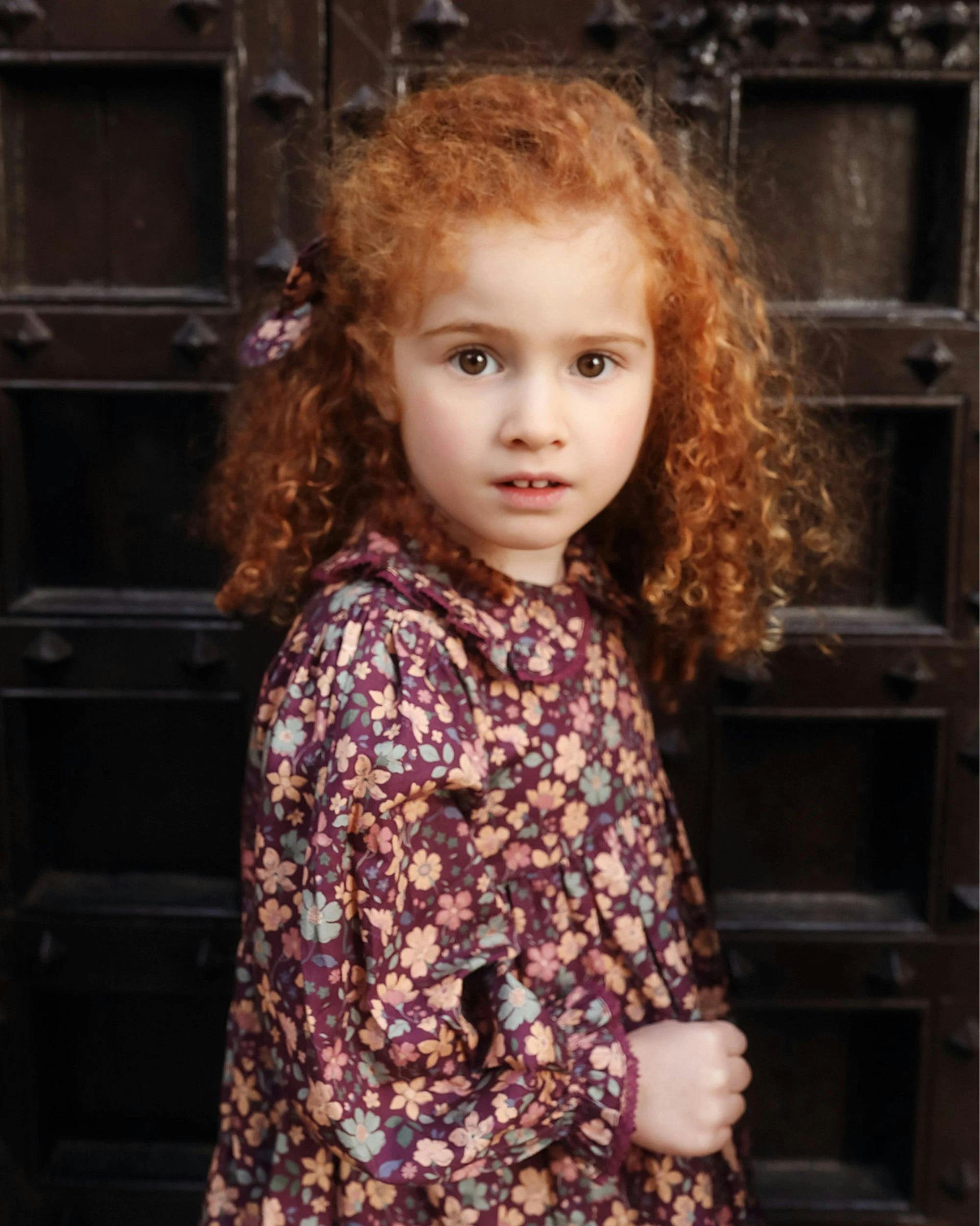 Marguerite Dress - Garden Flowers Plum