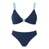 Alicia Bikini - Navy and Mint Braided