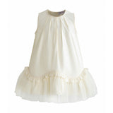 Cream Empressa Pleated Tulle Party Dress