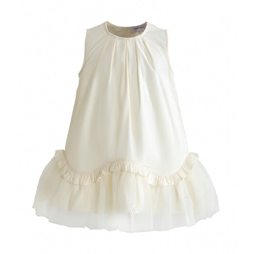 Cream Empressa Pleated Tulle Party Dress