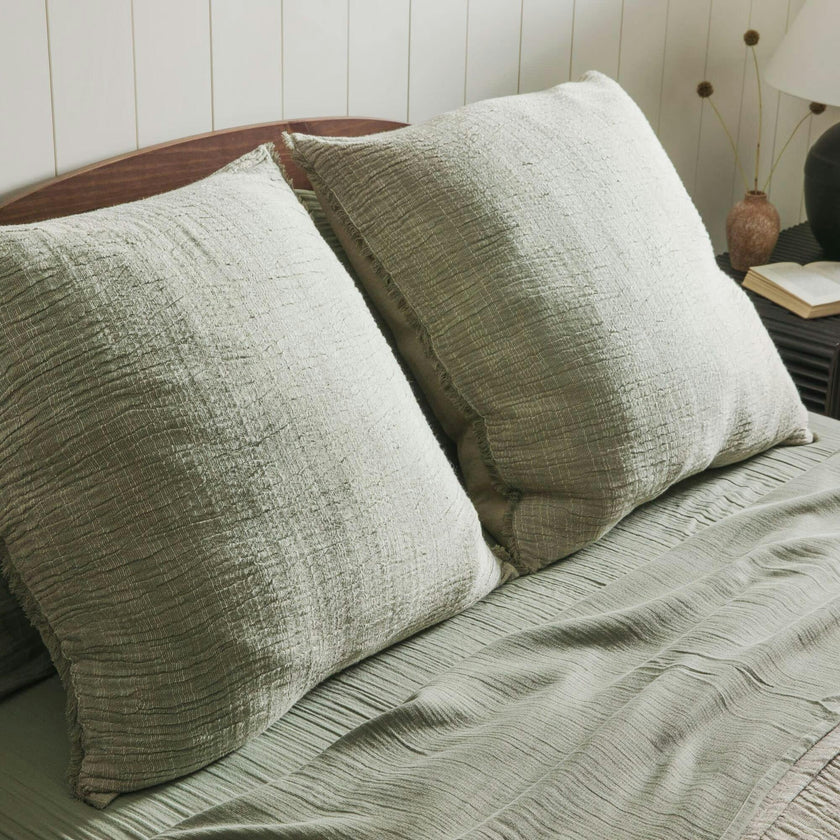 Sage Fringe Euro Sham Set