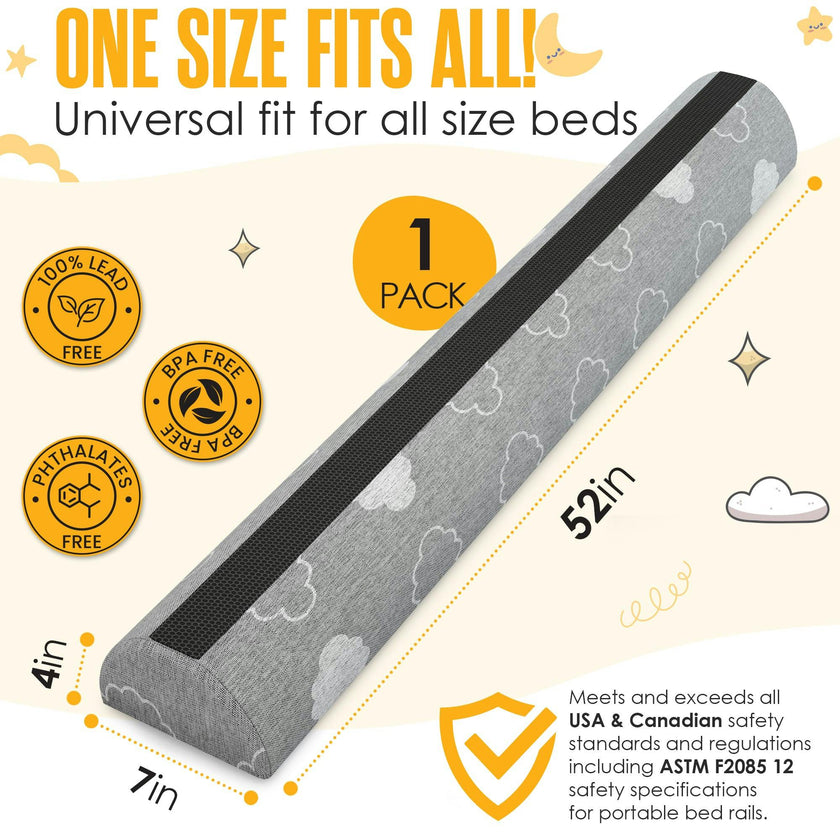 Sleepah Bed Bumpers for Toddlers - Memory Foam Guard Rail Pads for Kids Bed