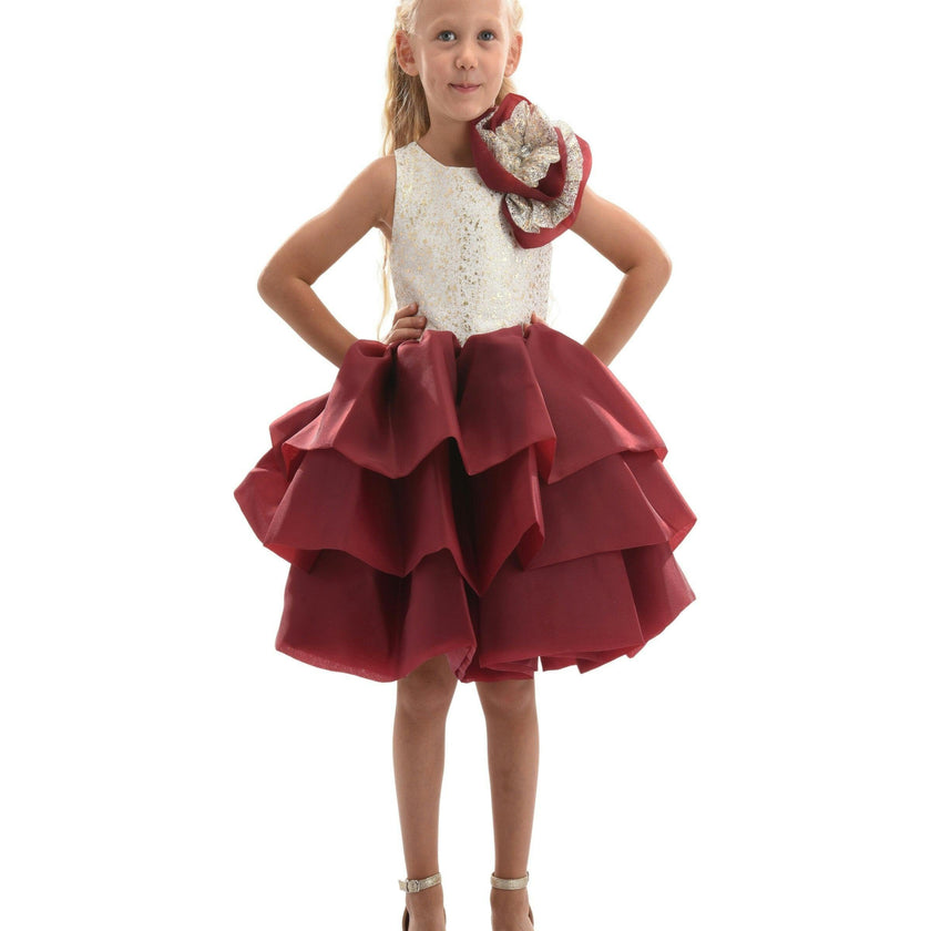 Burgundy Ladera Tiered Ruffle Dress