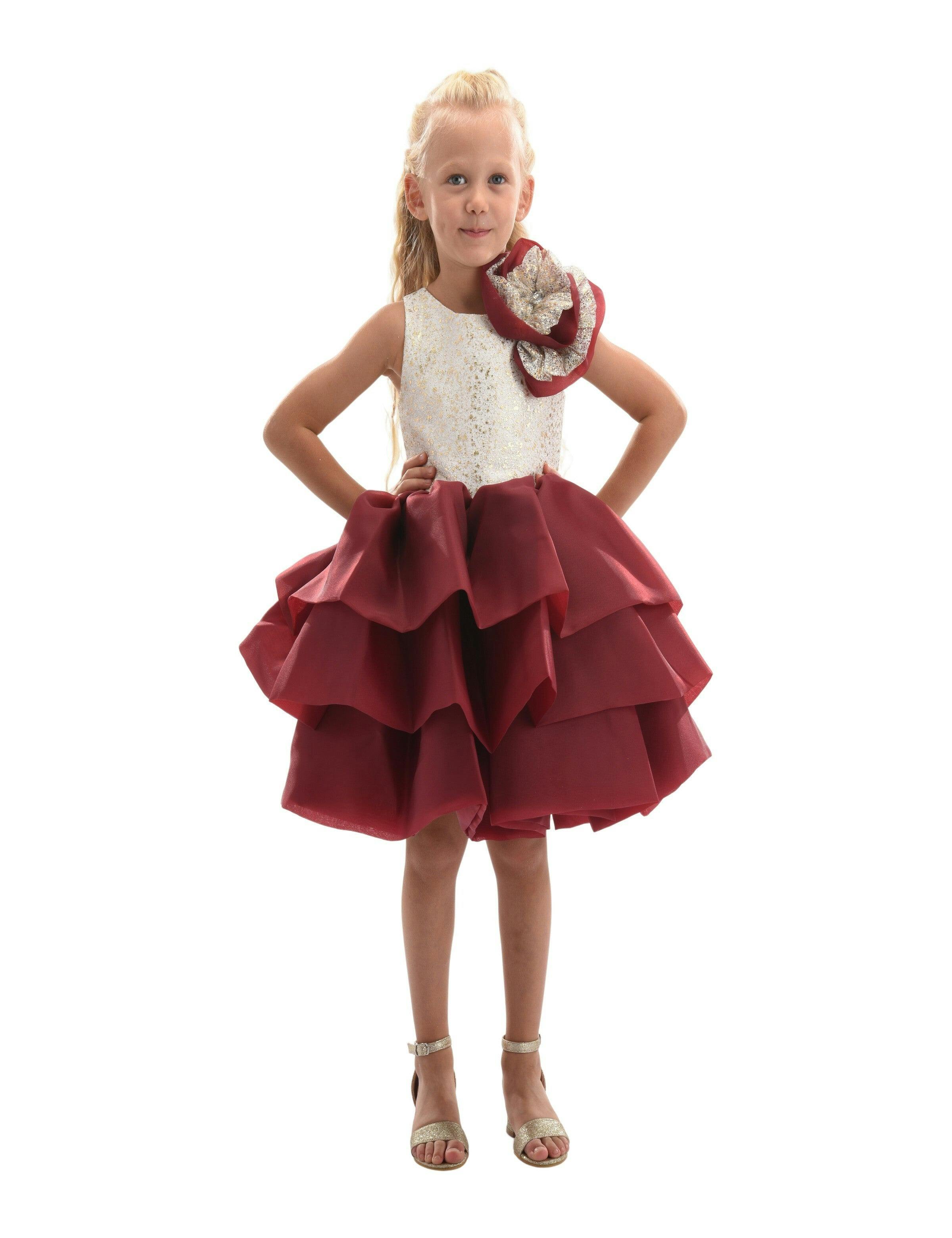 Burgundy Ladera Tiered Ruffle Dress
