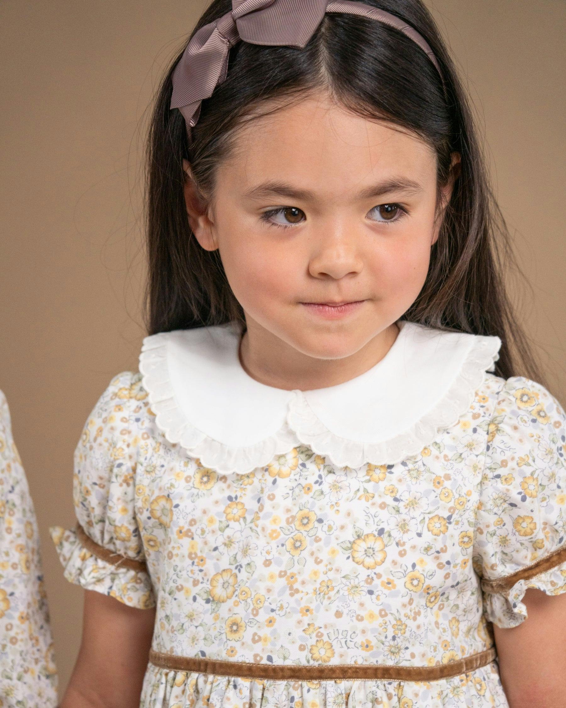 Antonella Dress Beige Mustard Floral