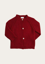 Contrast Trim 3 Button Cardigan in Red (3-18mths)