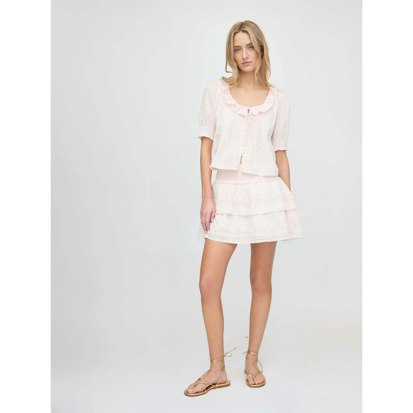 The Meena Skirt - Powder Pink Swiss Dot