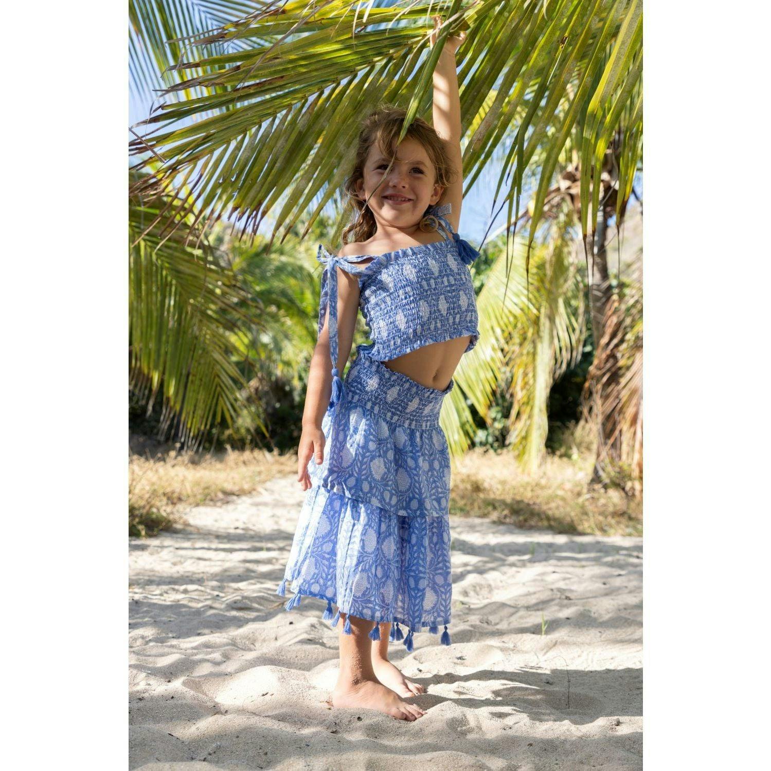 Noelle Smocked Top & Maxi Skirt Set, Blue