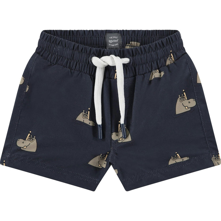 All-Over Swimming Graphic Print Swim Trunks