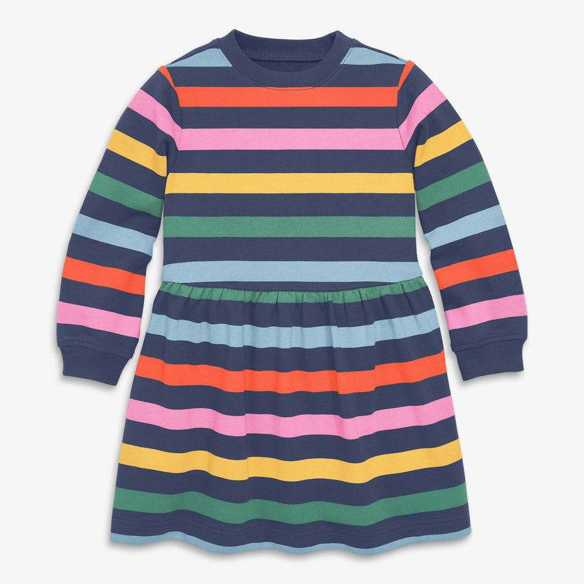 Kids easy sweatshirt dress in rainbow stripe