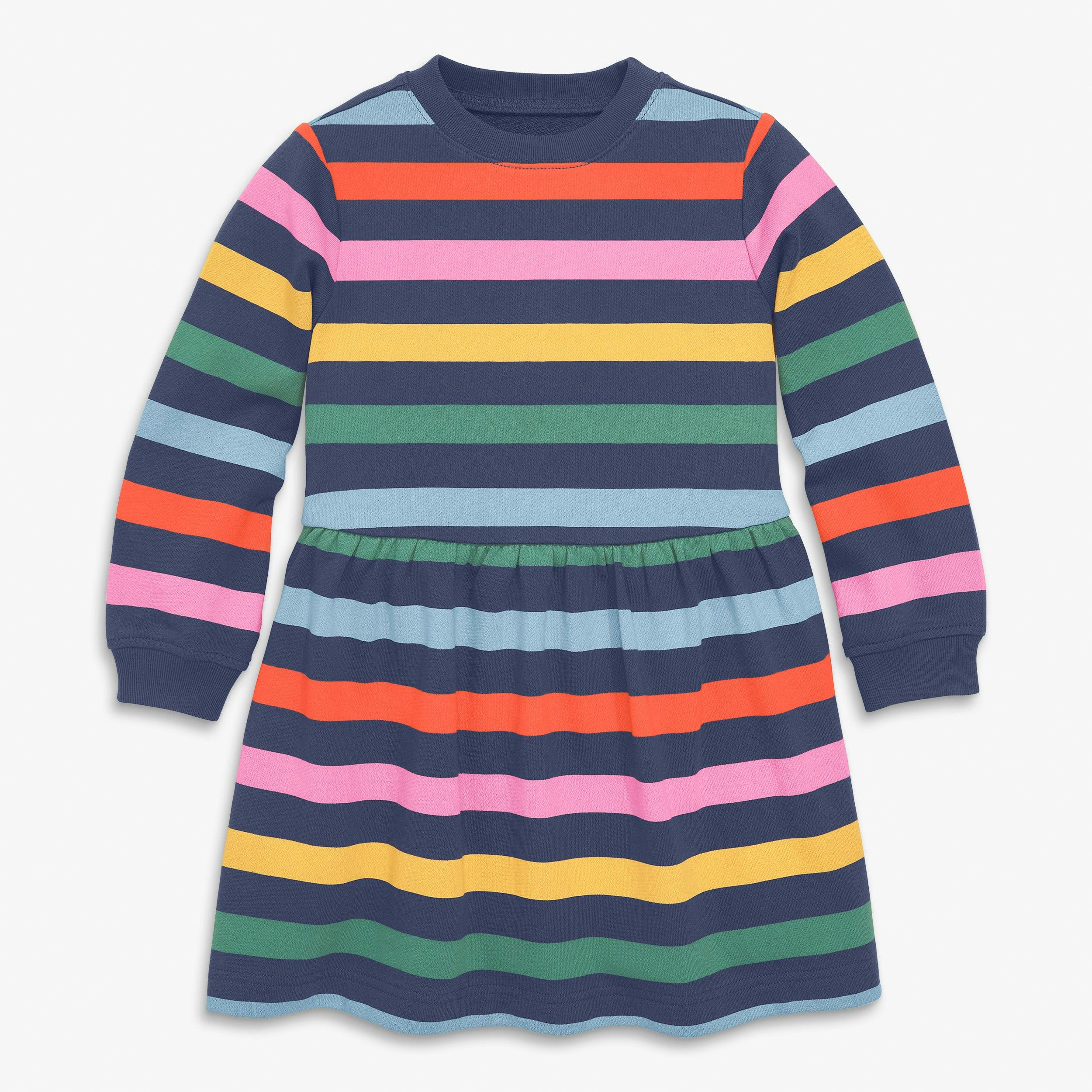 Kids easy sweatshirt dress in rainbow stripe