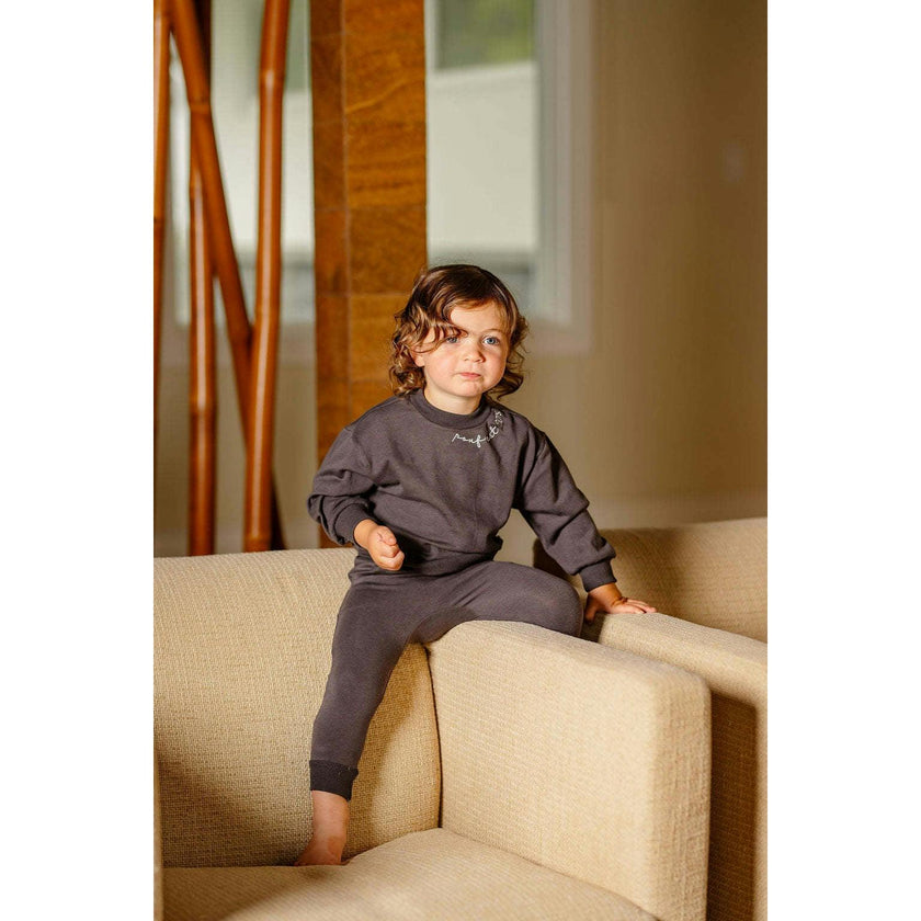 Pouf Embroidered Set, Grey