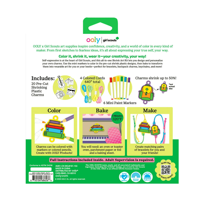 OOLY x Girl Scouts DIY Shrink Art Bracelet Kit - 20 Bracelets 6 Markers