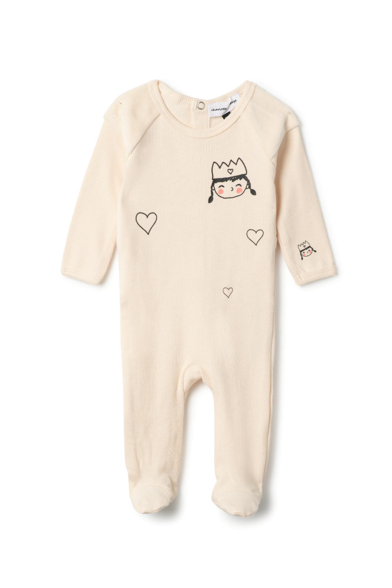 Princess Print Ribbed Snap Front Romper