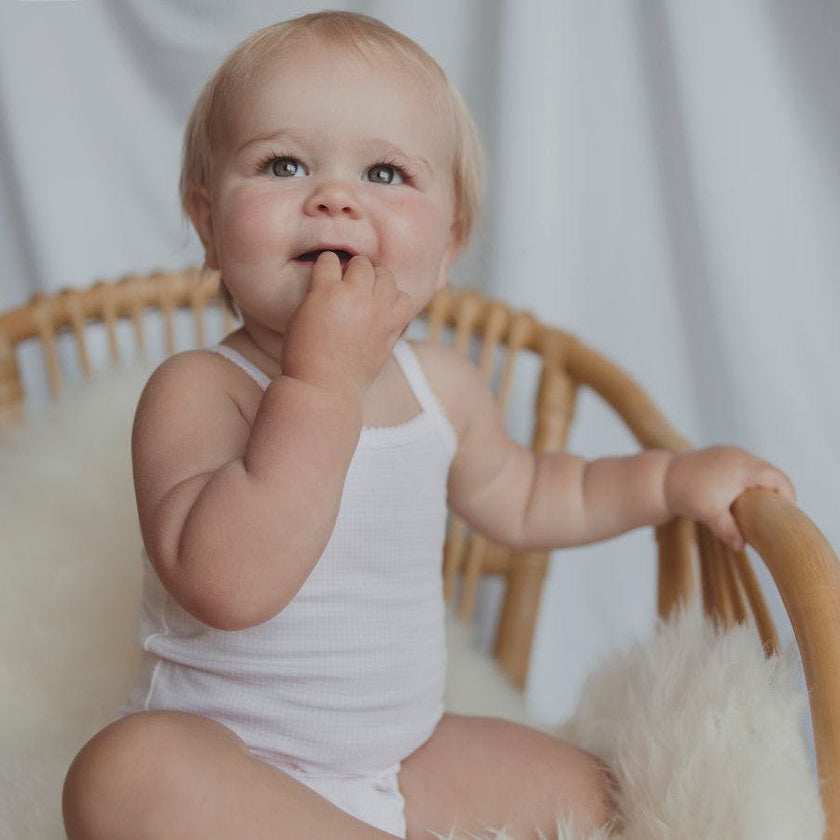 Baby Girl 2pc White Sleeveless Onesie Set